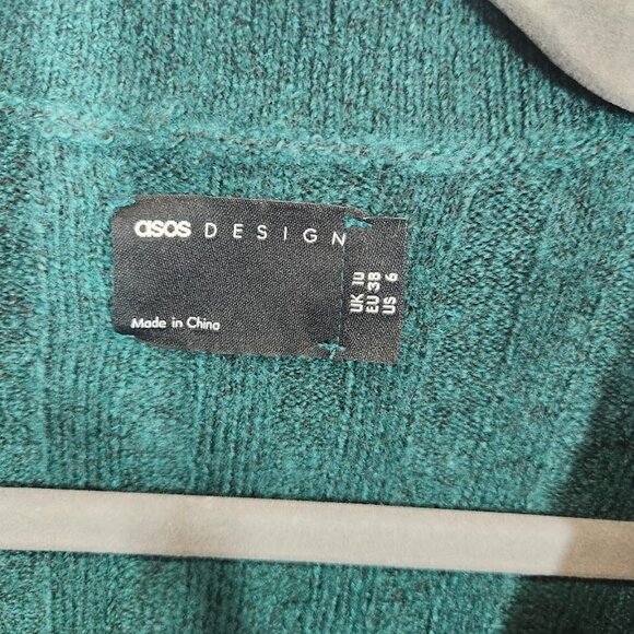 ASOS DESIGN open collar ribbed sweater in green Size US‎ 6 - Picture 4 of 7